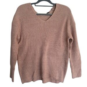 Express London Thick Knitted V-Neck Sweater Pink‎ Size Small